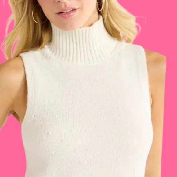 Free Assembly Womens Sleeveless Turtleneck Sweater Dress Wht XSmall - Picture 6 of 12
